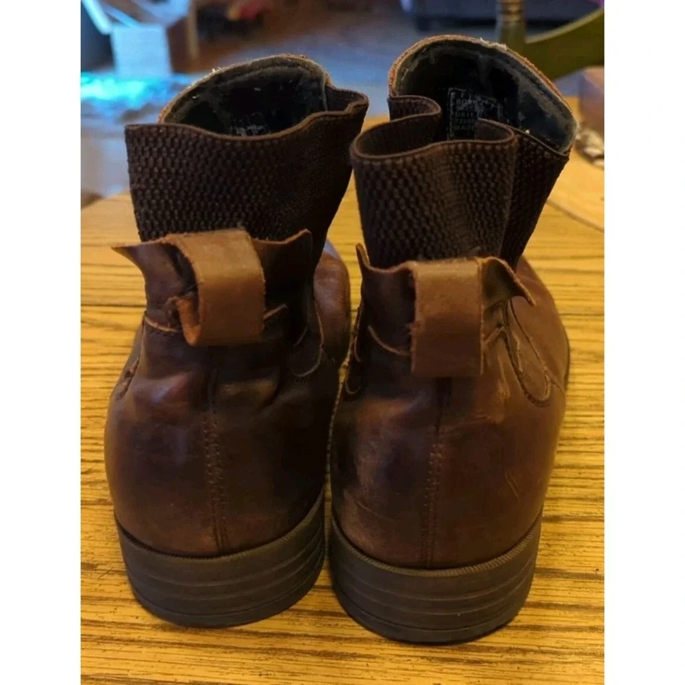 Men's Calvin Klein‎ Jeans Leather Pull On Up Ronnie Boots Brown US Size 11.5
